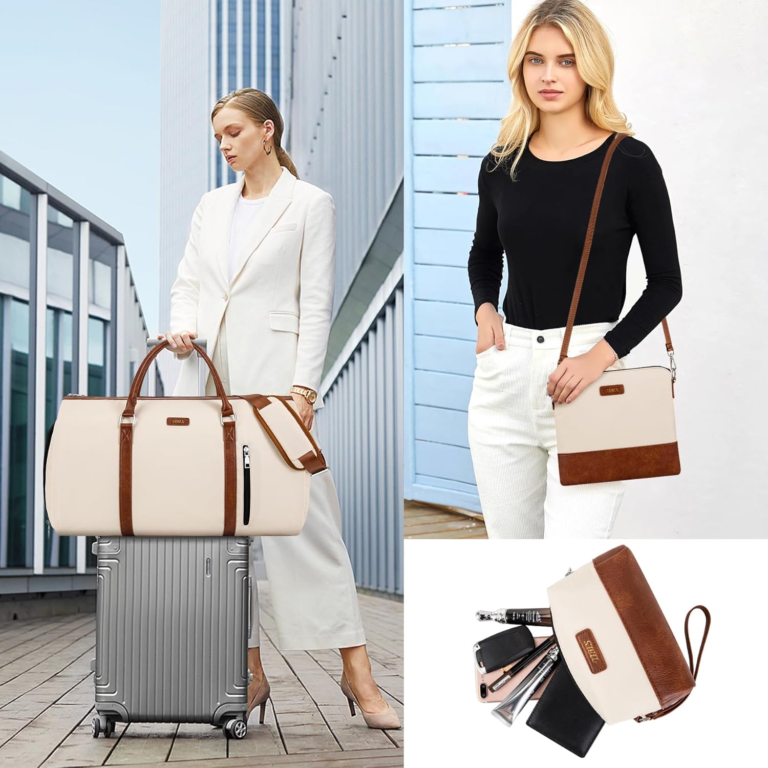 Convertible Garment Duffel Bag for Travel - Carry On Garment Bags With Toiletry Bag Large Weekender Bag for Men Women 2 in 1 Hanging Suitcase Suit Travel Duffel Overnight Bags 4pcs Set - Image 6