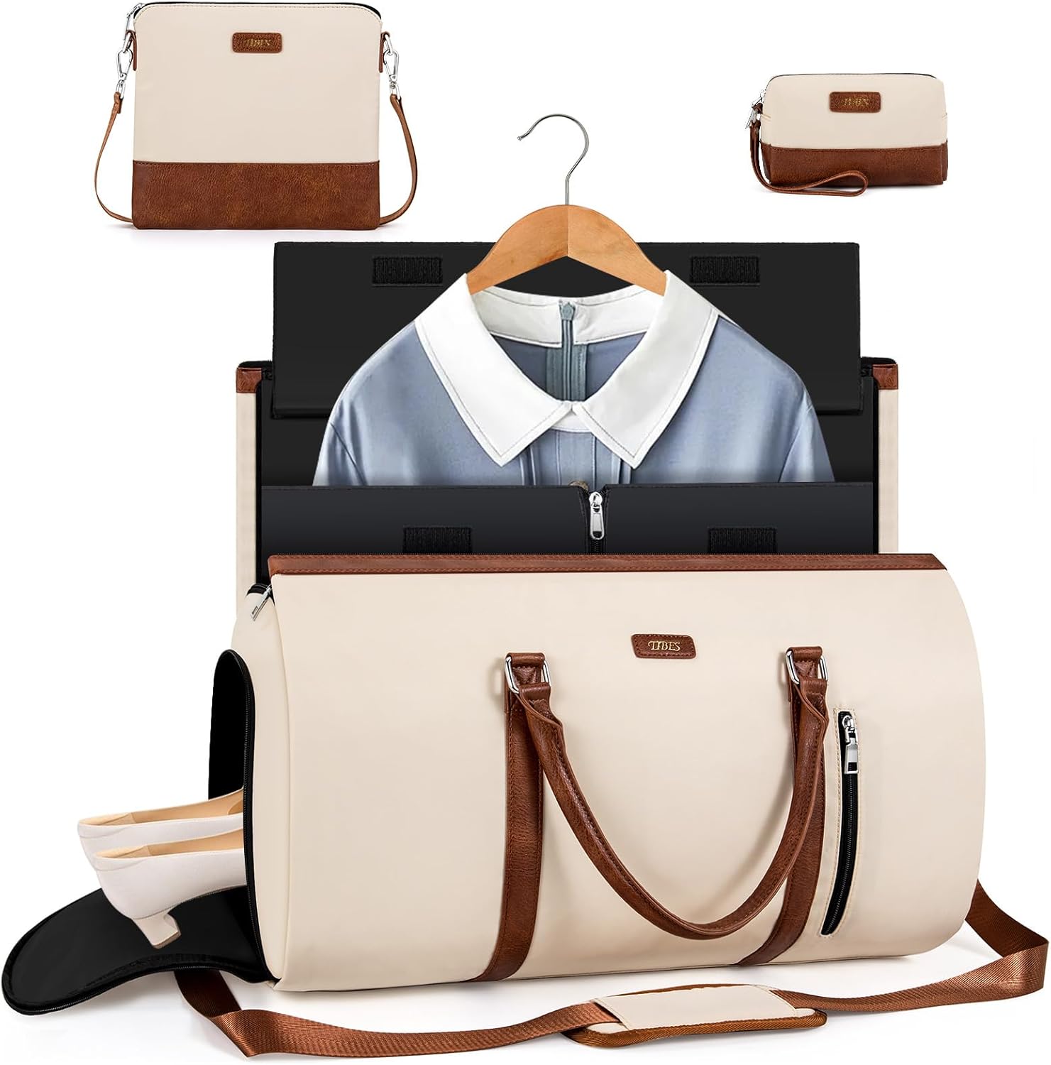 Convertible Garment Duffel Bag for Travel - Carry On Garment Bags With Toiletry Bag Large Weekender Bag for Men Women 2 in 1 Hanging Suitcase Suit Travel Duffel Overnight Bags 4pcs Set - Image 8