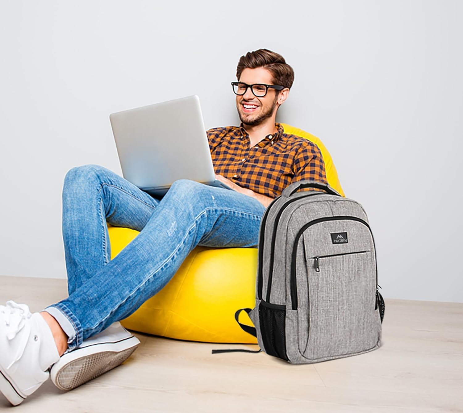 MATEIN Travel Laptop Backpack, 17 Inch Business Flight Approved Carry on Backpack, TSA Large Computer Bag for Men Women with USB Port and Trolley Sleeve, College School Tactical Book Bag, Grey - Image 8