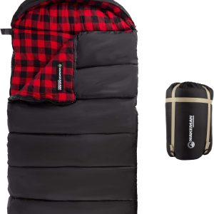 Sleeping Bag - 32F Comfort Rated 3-Season Envelope-Style Sleep Bag with Hood for Backpacking, Hiking, and Camping by Wakeman